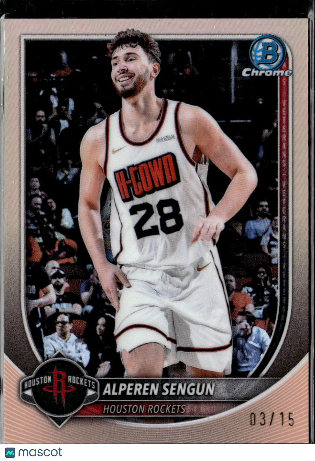 Alperen Sengun 2025 Bowman Chrome Rose Gold Refractor 3/15 Houston Rockets