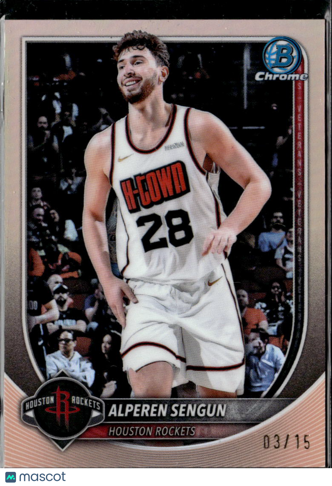 Alperen Sengun 2025 Bowman Chrome Rose Gold Refractor 3/15 Houston Rockets