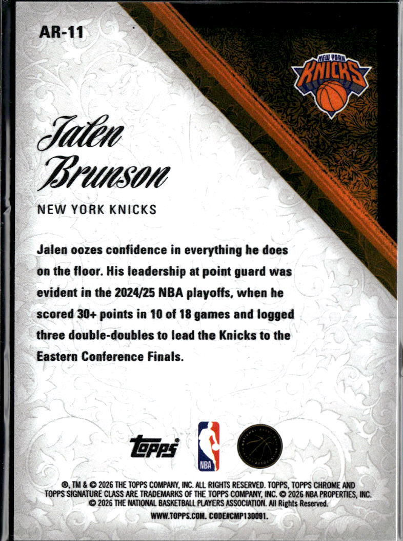 Jalen Brunson 2026 Topps Chrome Aristocrats CASE HIT New York Knicks