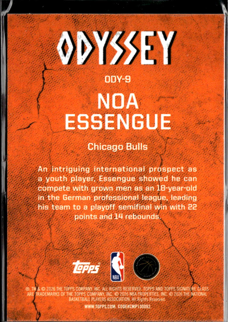 Noa Essengue 2026 Topps Signature Class Odyssey RC SSP CASE HIT Chicago Bulls