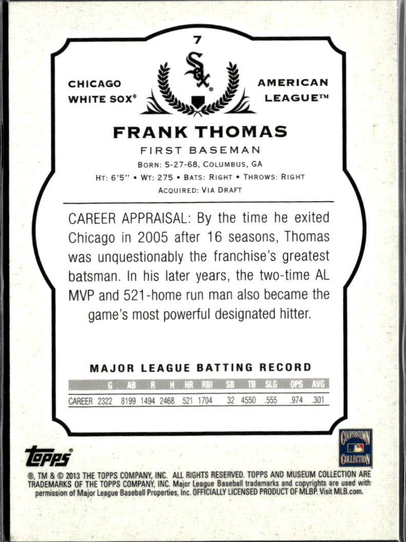 Frank Thomas 2013 Topps Museum Collection Copper 208/424 Chicago White Sox