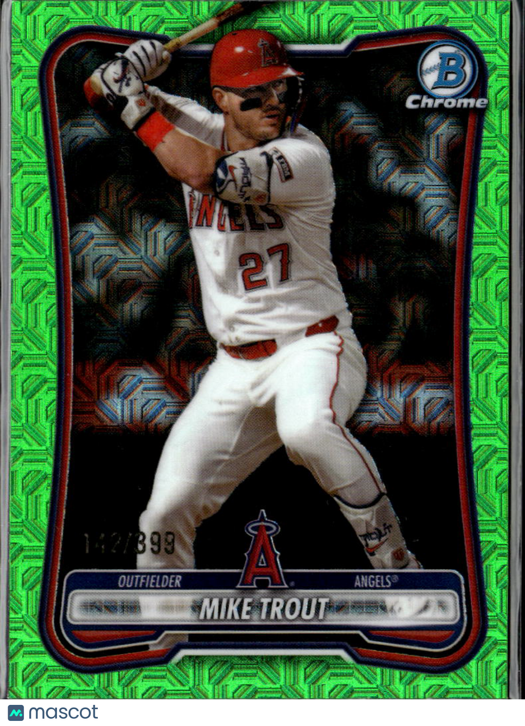 Mike Trout 2026 Bowman Chrome Lime Green Mega Box Refractor 142/399 Angels
