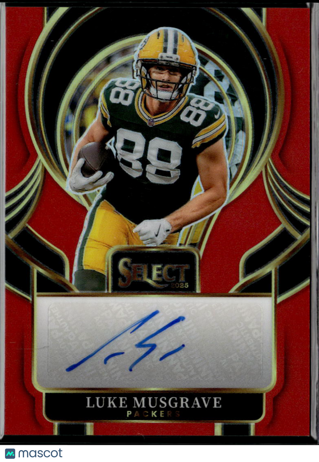 Luke Musgrave 2025 Select Red Auto Autograph 50/75 Green Bay Packers