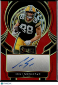 Luke Musgrave 2025 Select Red Auto Autograph 50/75 Green Bay Packers