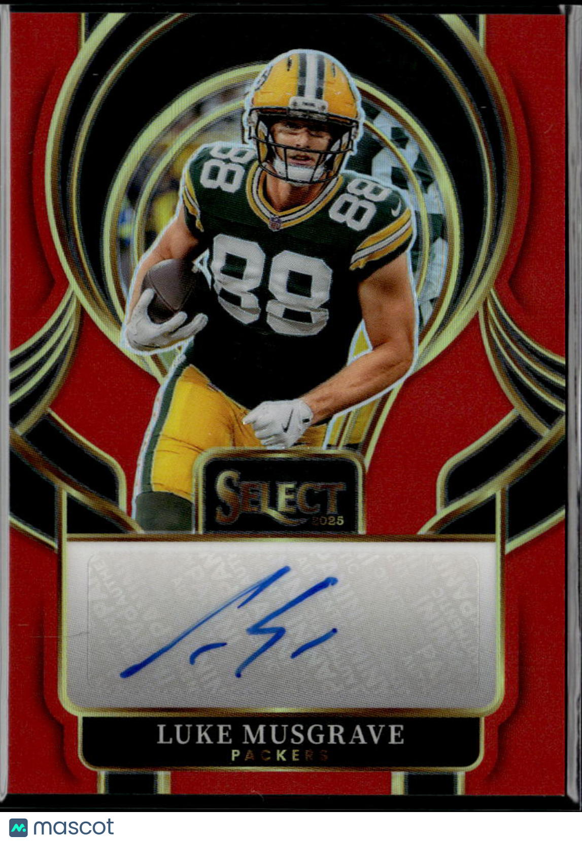 Luke Musgrave 2025 Select Red Auto Autograph 50/75 Green Bay Packers