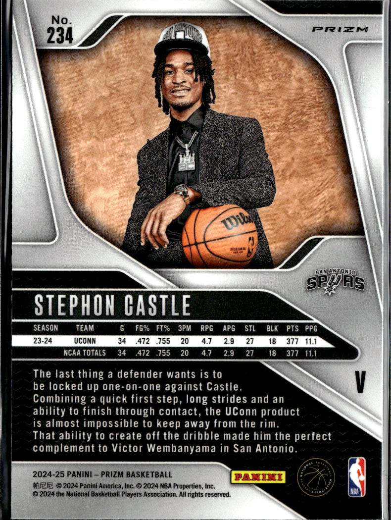 Stephon Castle 2024-25 Prizm Variation Disco Prizm Rookie RC San Antonio Spurs