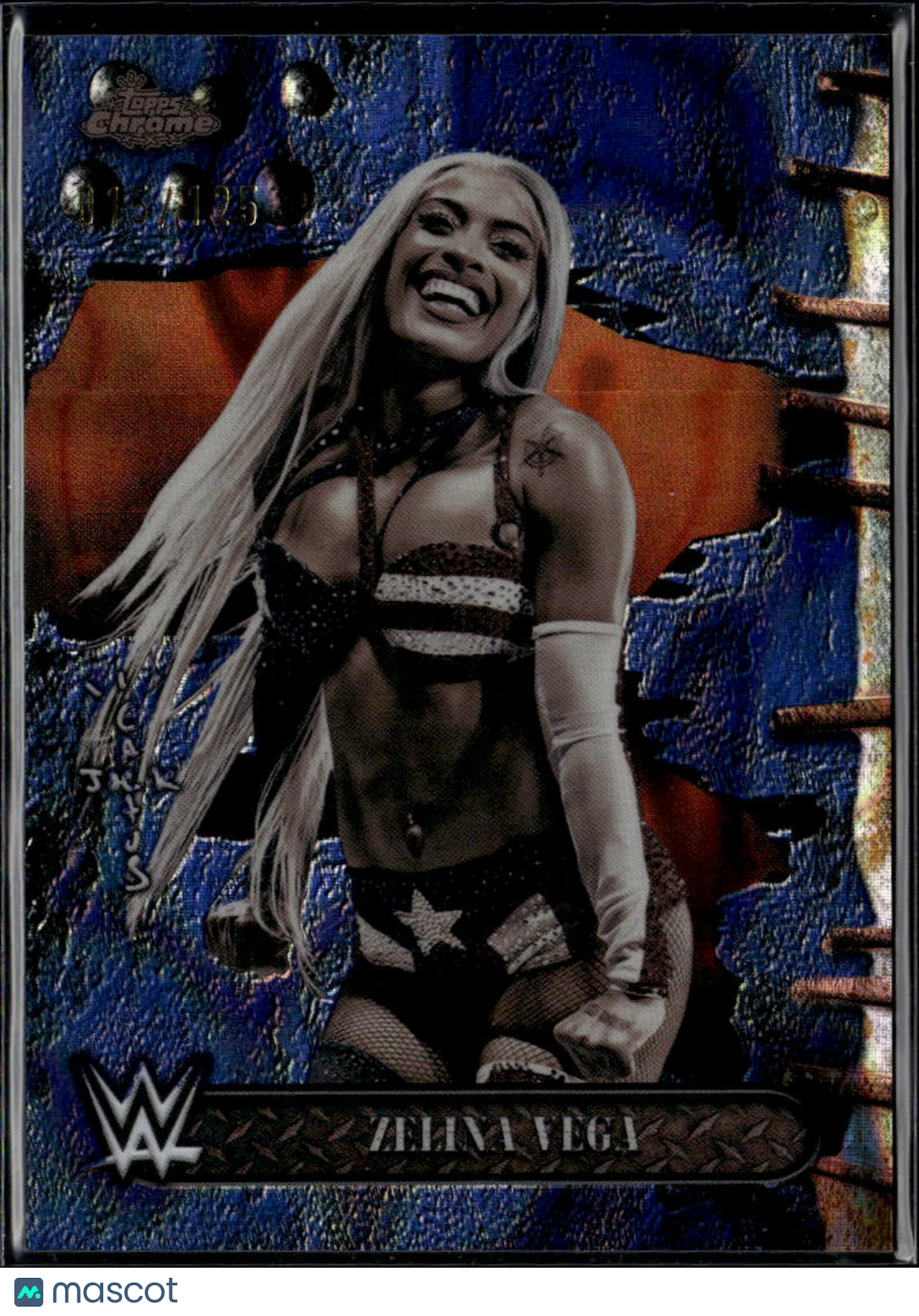 Zelina Vega 2025 Topps Chrome Cactus Jack WWE Blue Lava Refractor 15/125