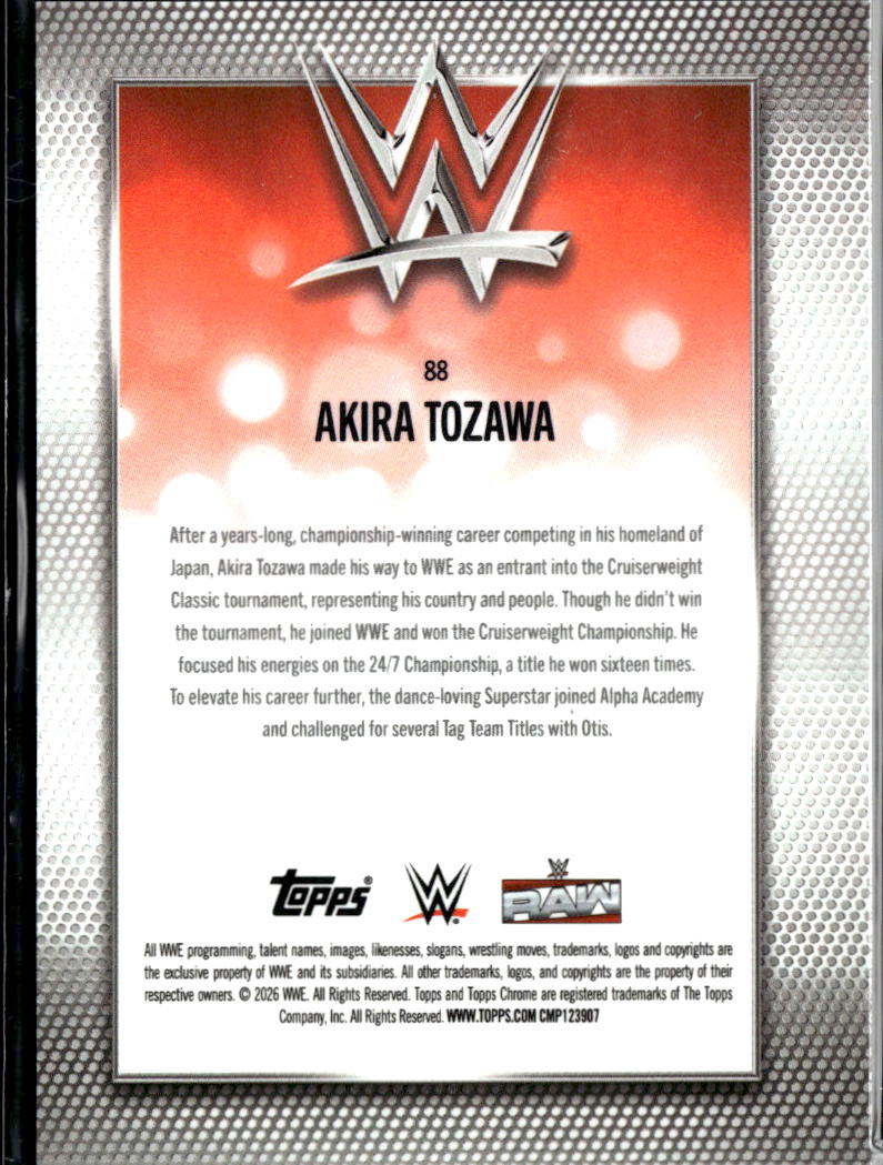 Akira Tozawa 2026 Topps Chrome WWE Gold Refractor 23/50 Alpha Academy