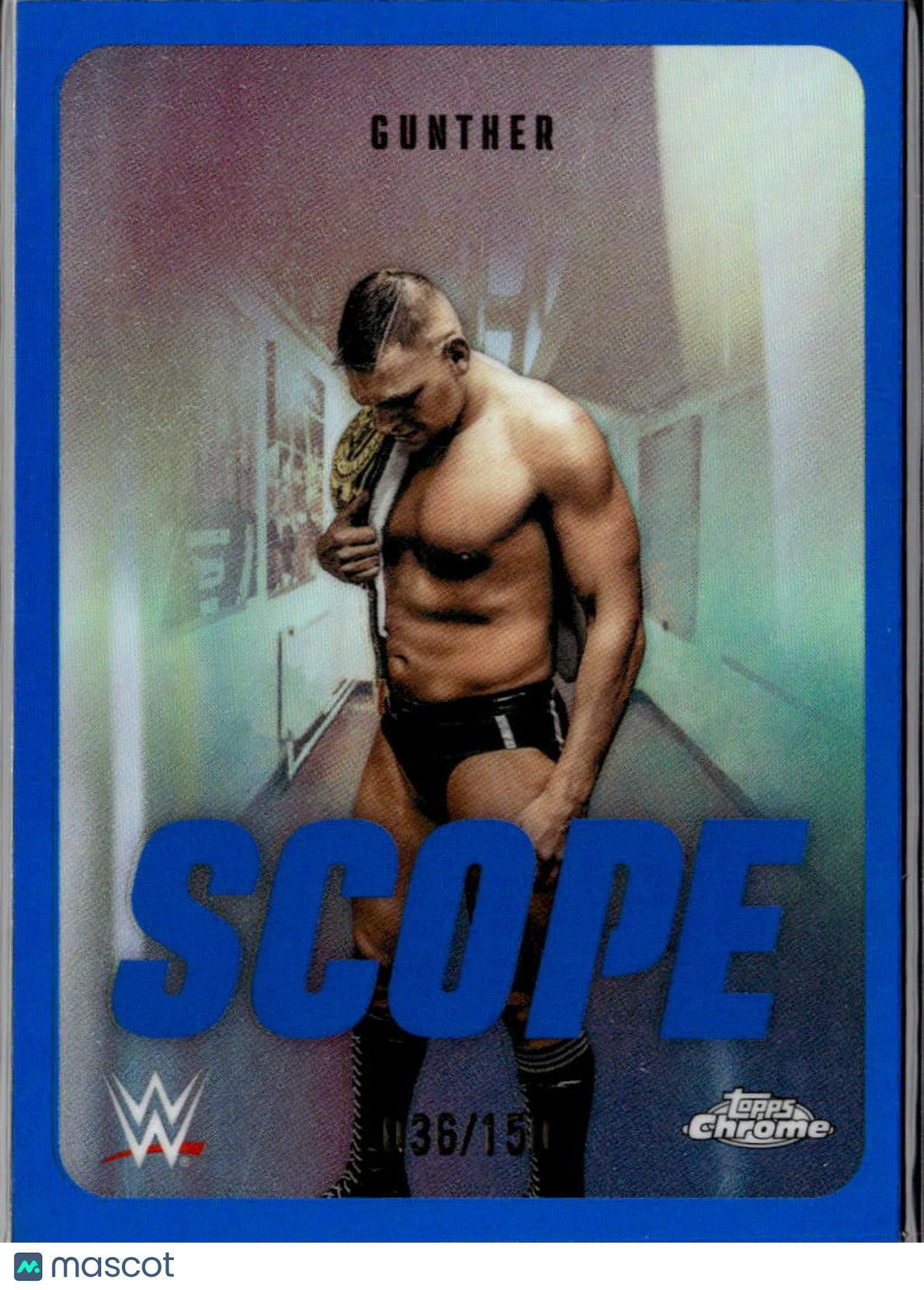 Gunther 2026 Topps Chrome WWE Scope Blue Refractor 36/150 Raw
