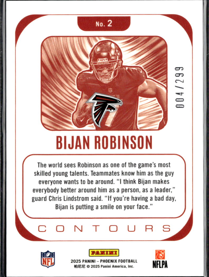 Bijan Robinson 2025 Phoenix Contours Geometric Prizm 4/299 Atlanta Falcons