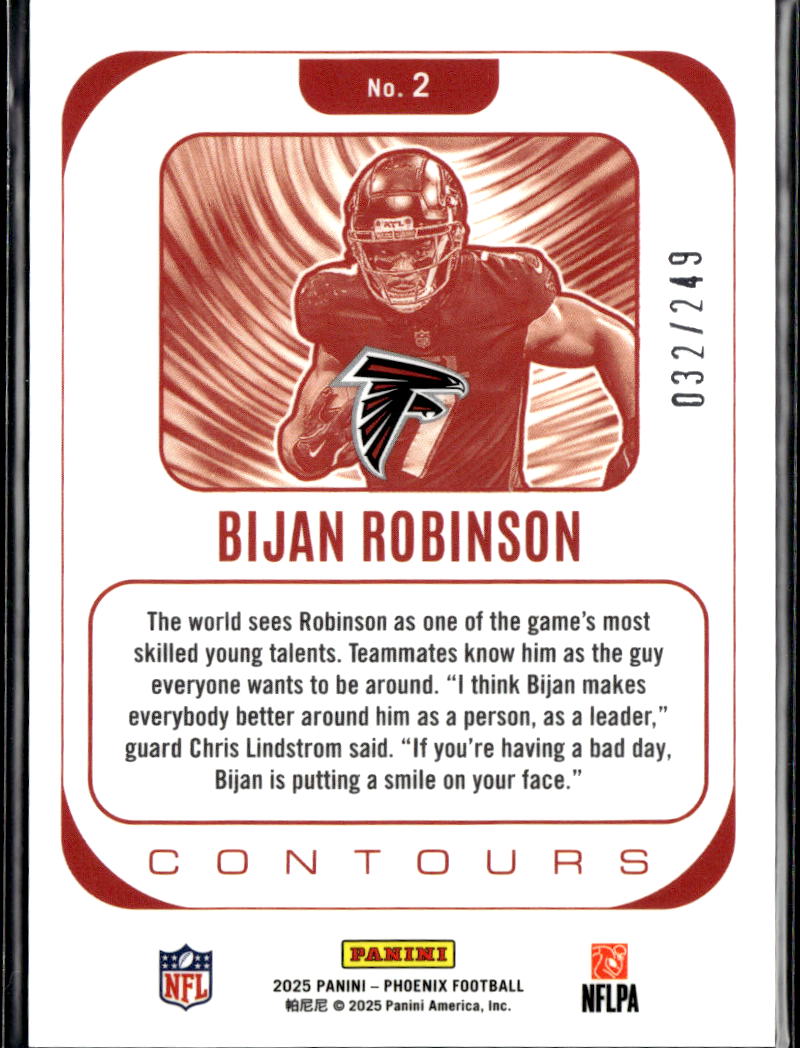 Bijan Robinson 2025 Phoenix Contours Pandora Prizm 32/249 Atlanta Falcons