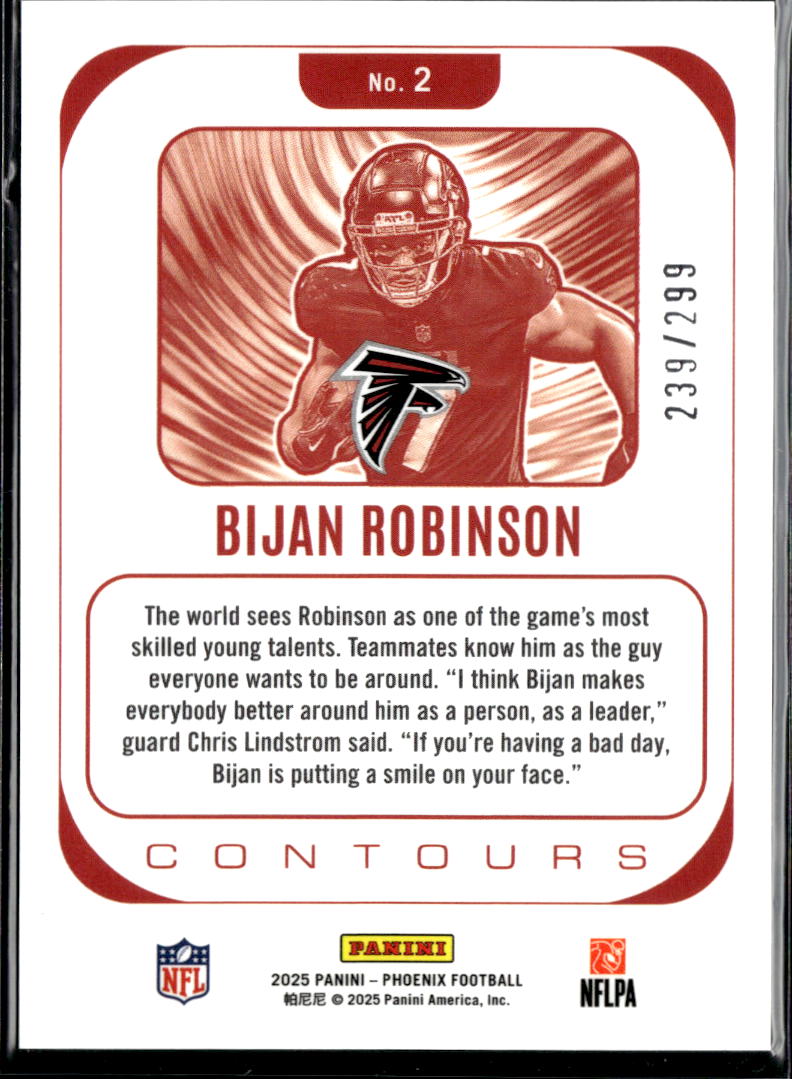 Bijan Robinson 2025 Phoenix Contours Wave Prizm 239/299 Atlanta Falcons