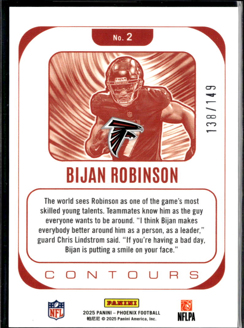 Bijan Robinson 2025 Phoenix Contours Lazer Velocity 138/149 Atlanta Falcons