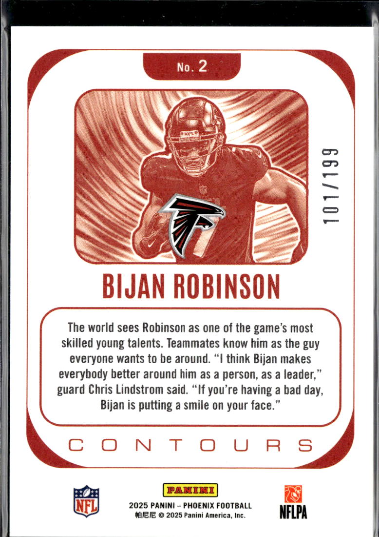 Bijan Robinson 2025 Phoenix Contours Blue Prizm 101/199 Atlanta Falcons