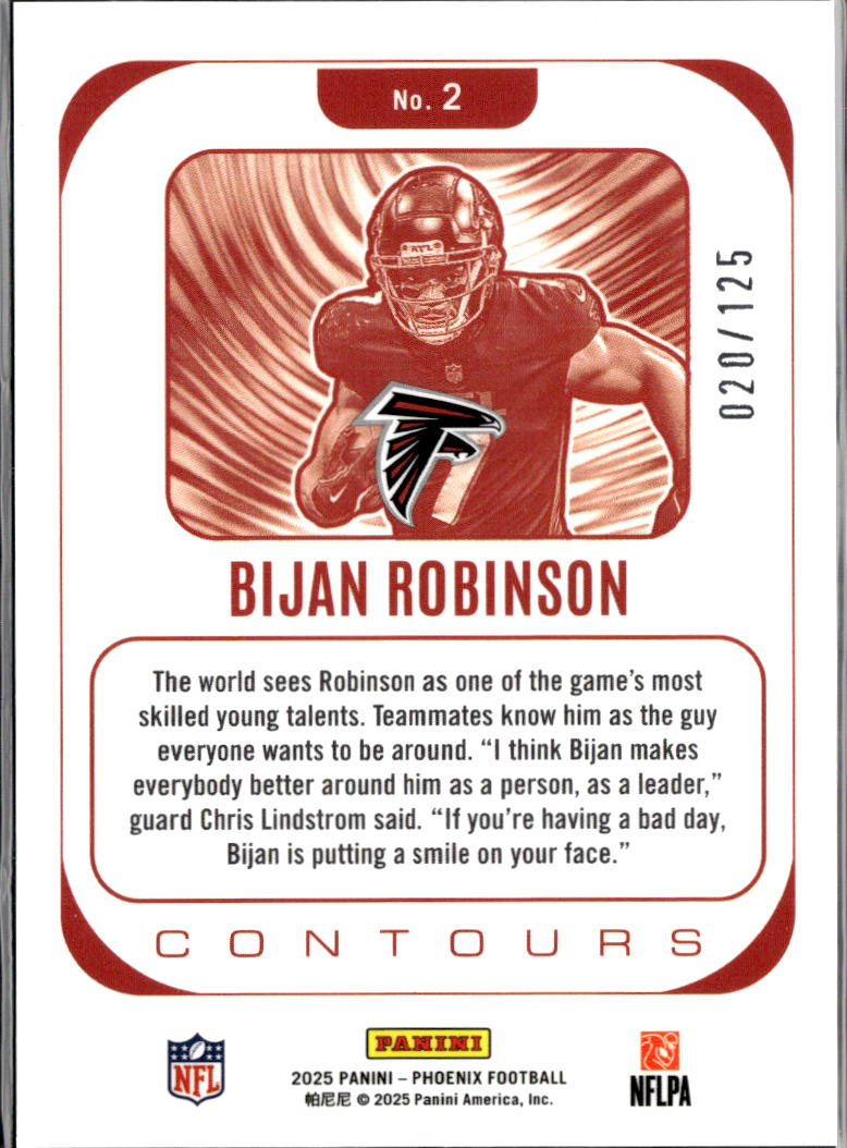 Bijan Robinson 2025 Phoenix Contours Copper Pandora Prizm 20/125 Atlanta Falcons