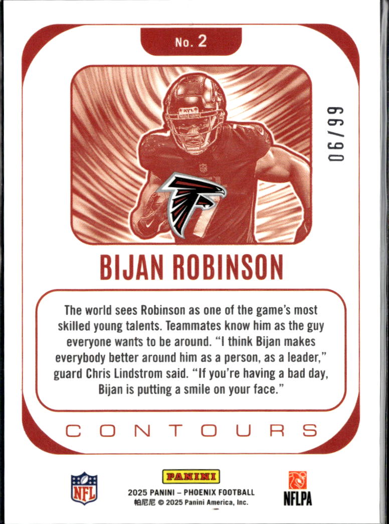 Bijan Robinson 2025 Phoenix Contours Green Hyper 6/99 Atlanta Falcons