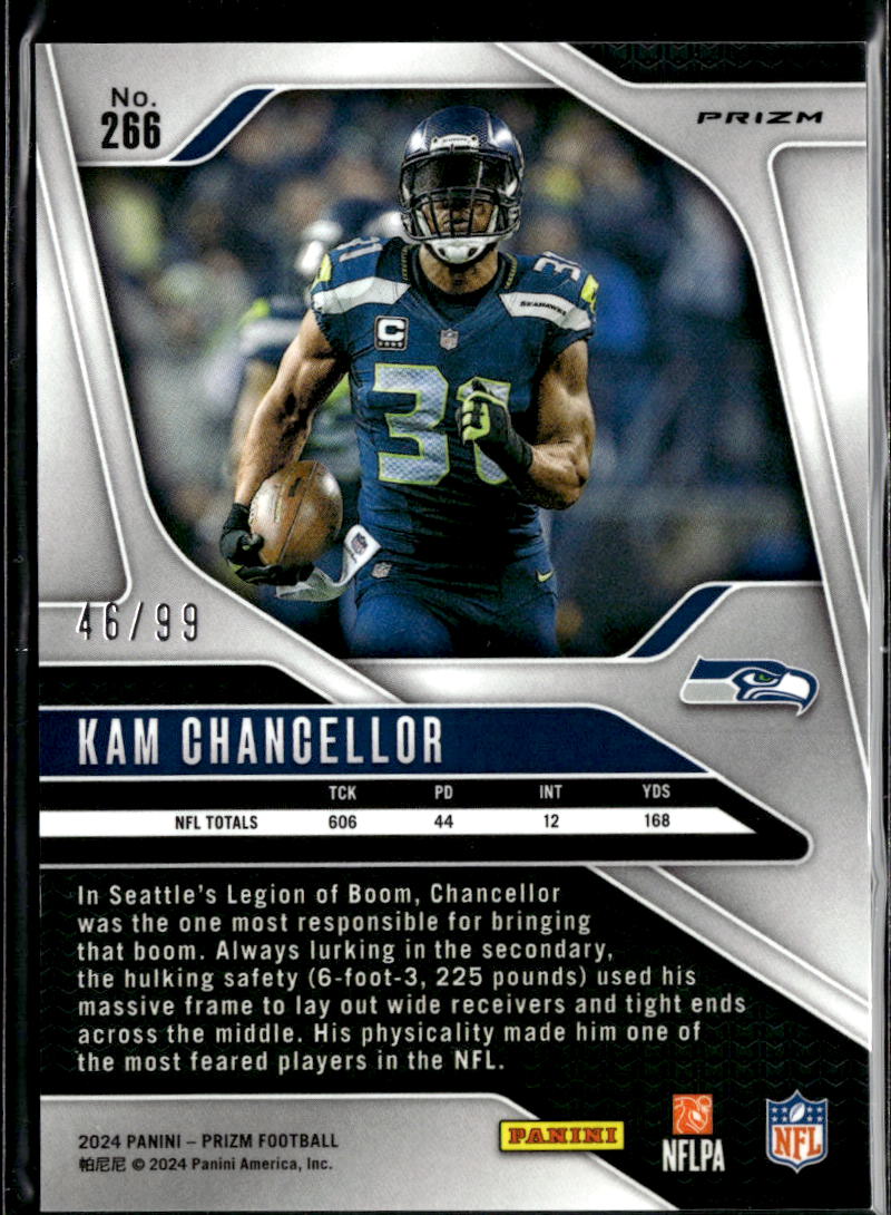 Kam Chancellor 2024 Prizm No Huddle Blue Disco 46/99 Seattle Seahawks
