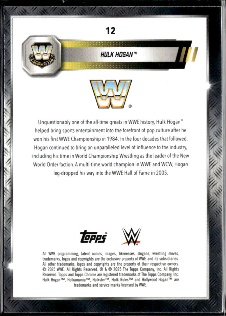 Hulk Hogan 2025 Topps Chrome WWE Legends Pink Shimmer Refractor WWE