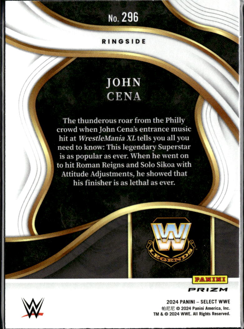 John Cena 2024 Panini Select WWE Ringside Green Prizm #296 WWE