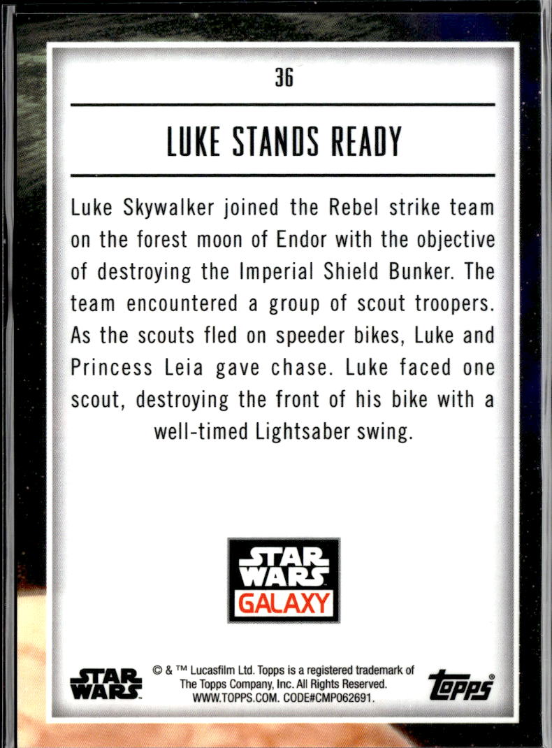 Luke Stands Ready 2018 Topps Star Wars Galaxy Aqua Refractor 144/199 #36