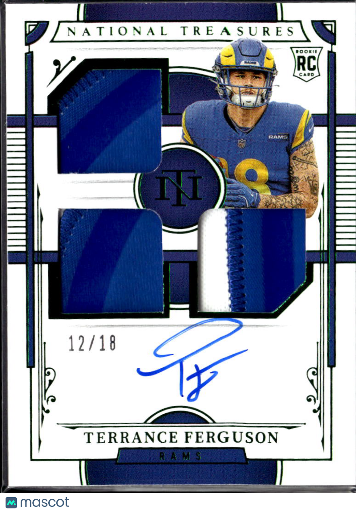 Terrance Ferguson 2025 National Treasures Auto Autograph Patch RC 12/18 LA Rams