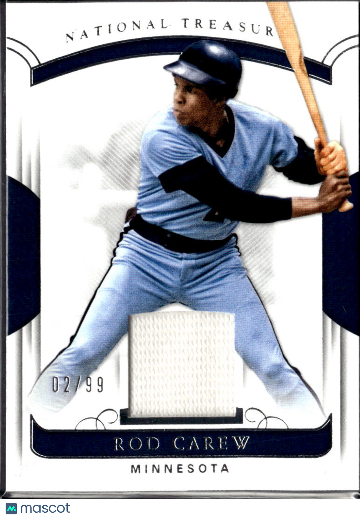 Rod Carew 2018 National Treasures Game Used Patch 2/99 Minnesota Twins