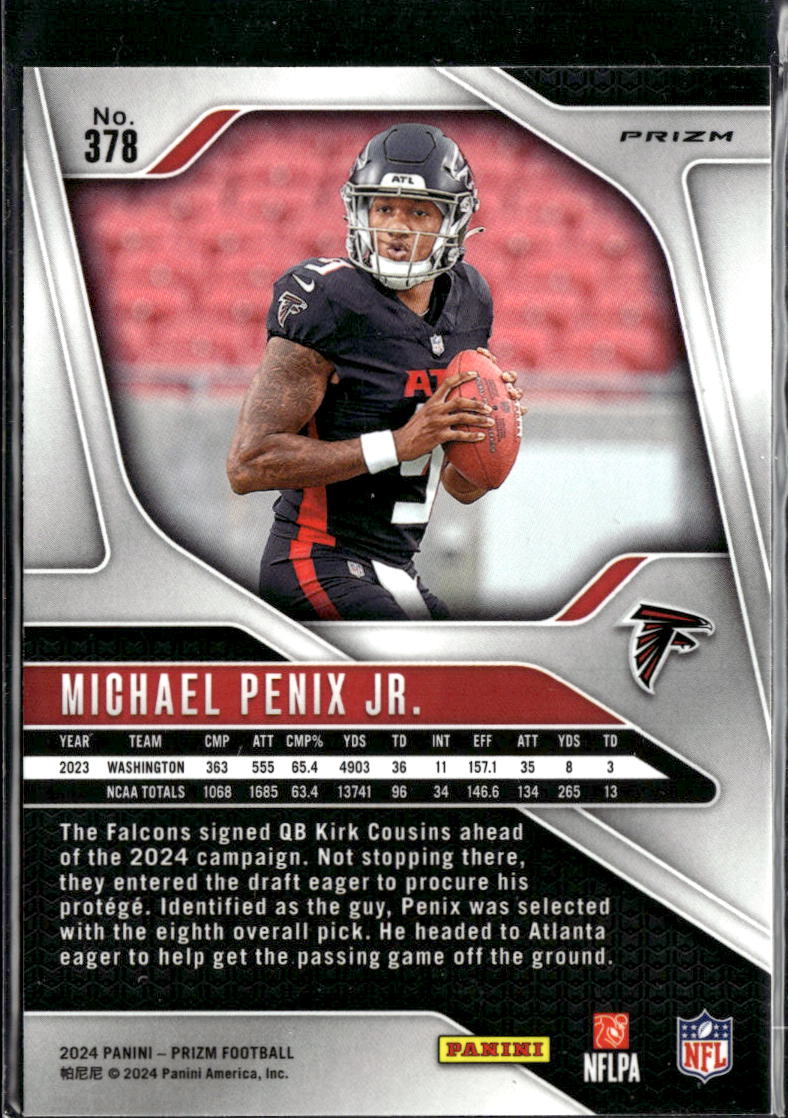 Michael Penix Jr. 2024 Panini Prizm Silver Prizm Rookie RC Atlanta Falcons