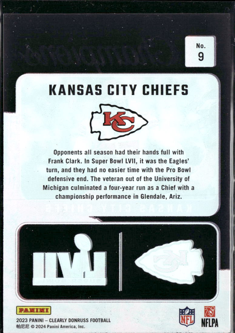 Frank Clark 2024 Panini Clearly Donruss Champions SSP Kansas City Chiefs