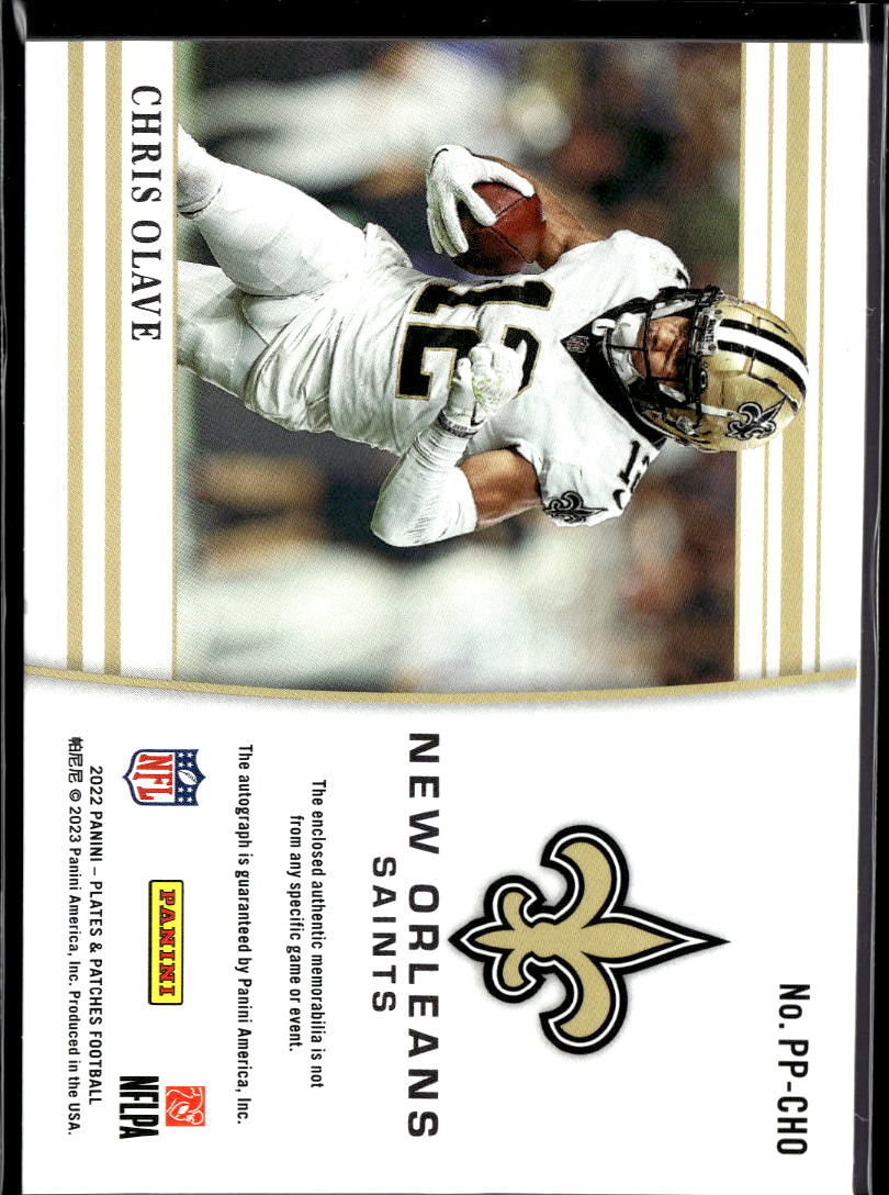 Chris Olave 2022 Plates & Patches Auto Autograph Patch RC 9/99 Saints