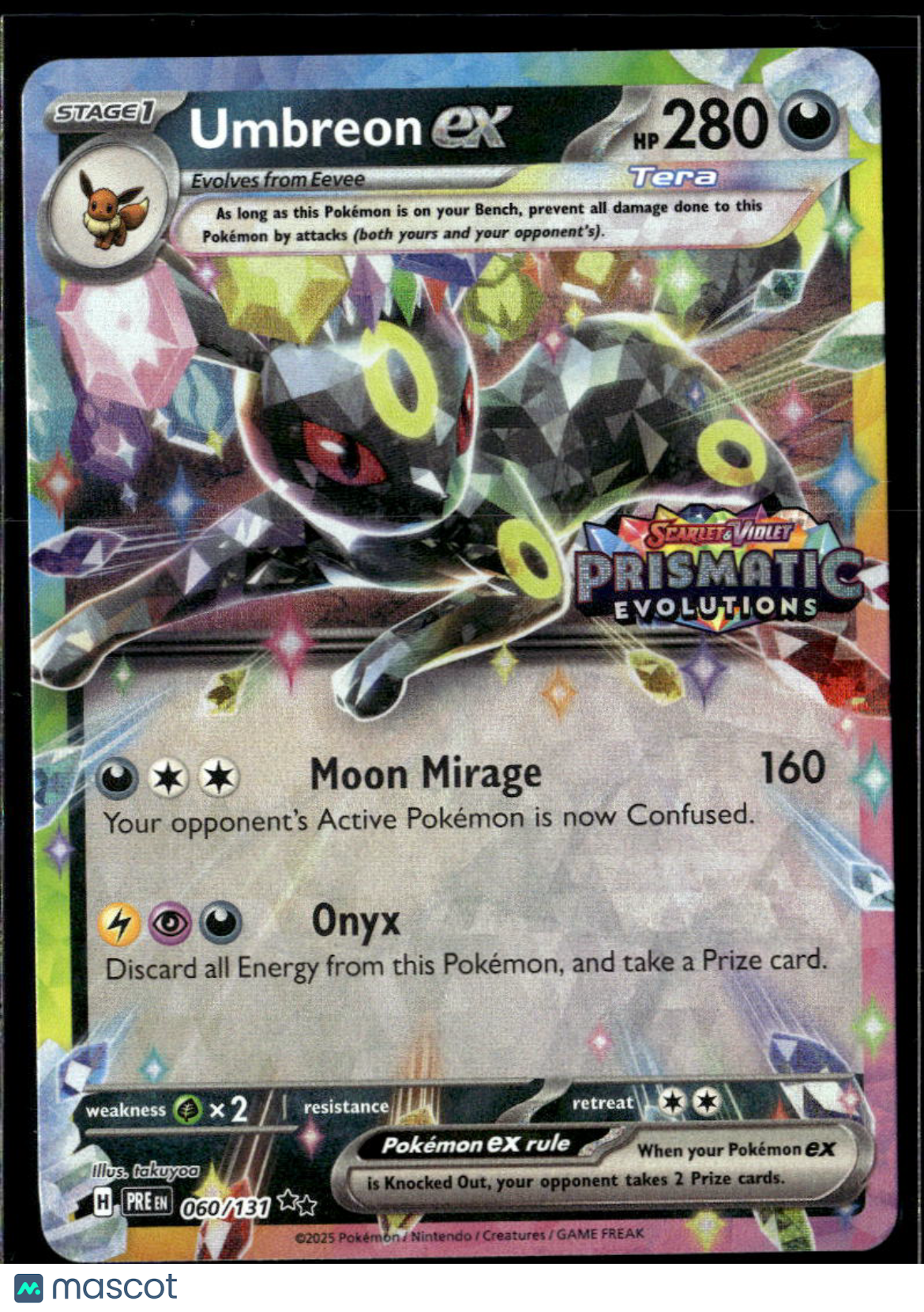 Umbreon EX 2025 Prismatic Evolutions Holo Double Rare RR #60/131