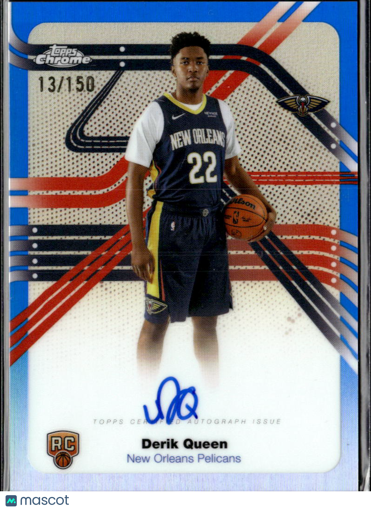 Derik Queen 2025 Topps Chrome Auto Autograph RC 13/150 New Orleans Pelicans