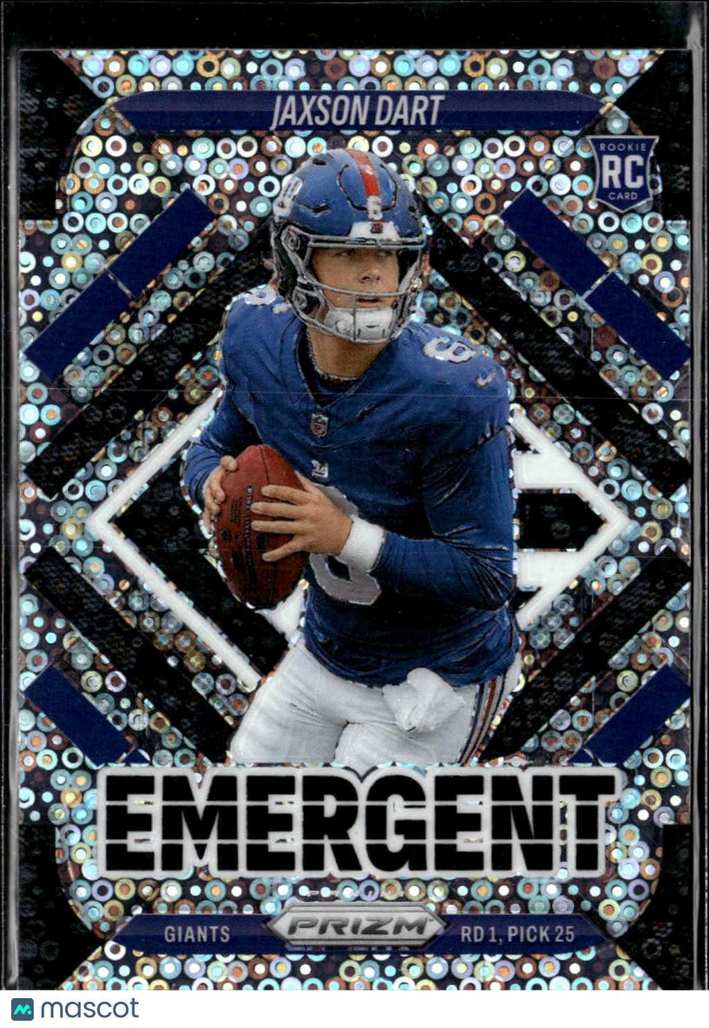 Jaxson Dart 2025 Panini Prizm Emergent RC White Sparkle New York Giants