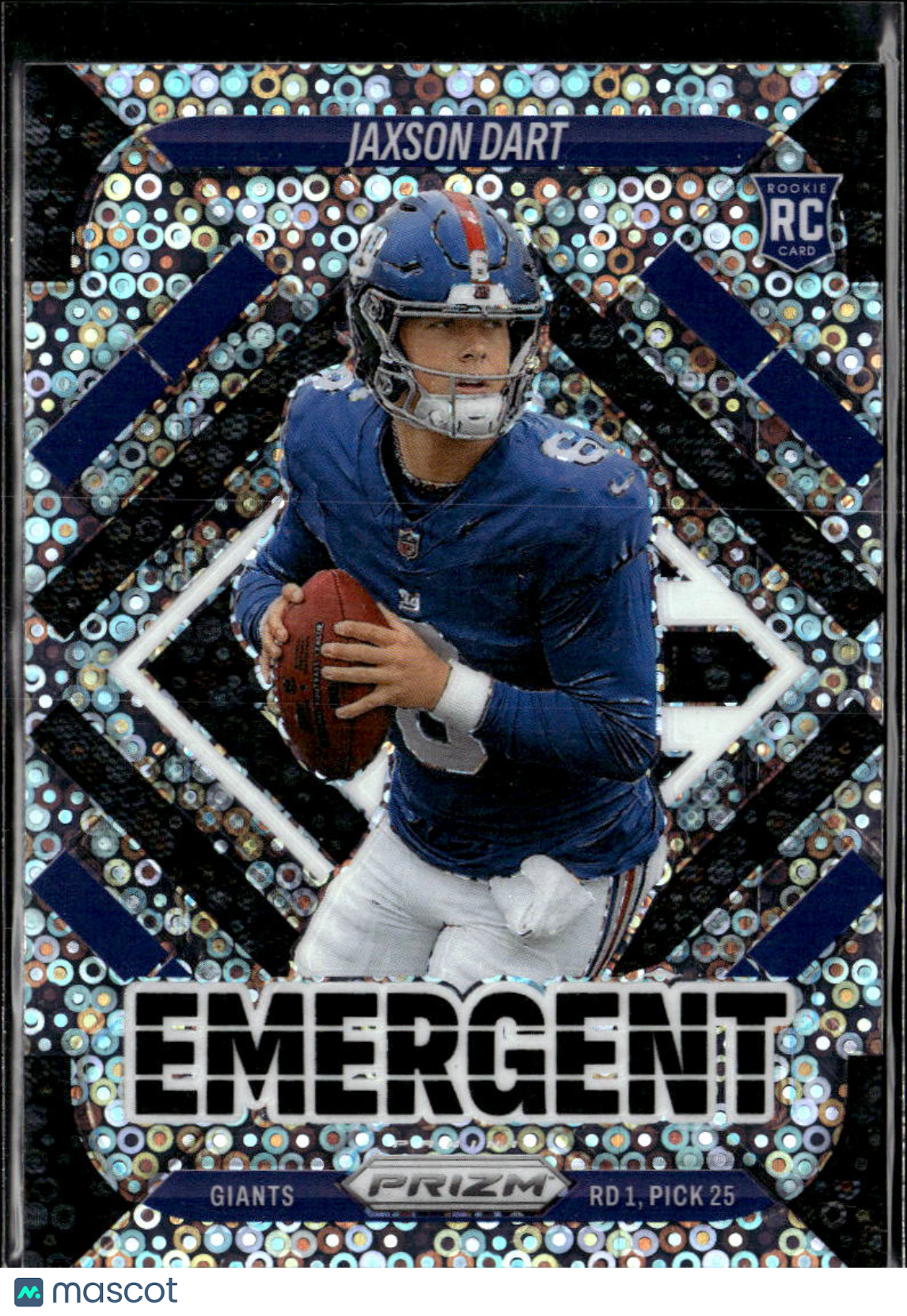 Jaxson Dart 2025 Panini Prizm Emergent RC White Sparkle New York Giants