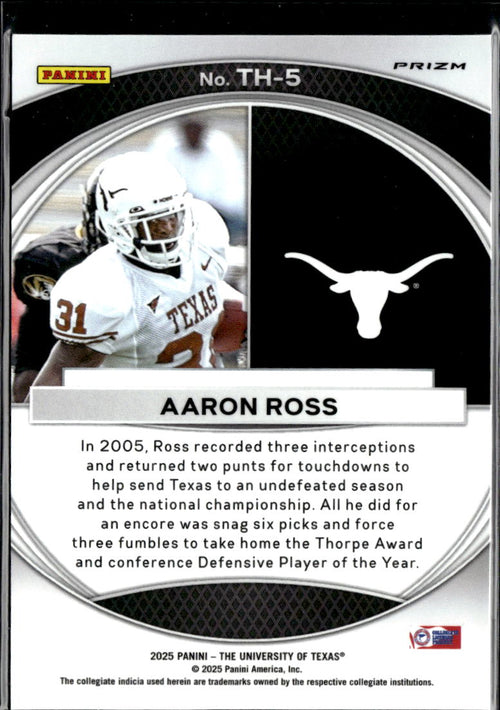 Aaron Ross 2025 Panini Prizm Trophy Hunting Green Shimmer SSP Texas Longhorns