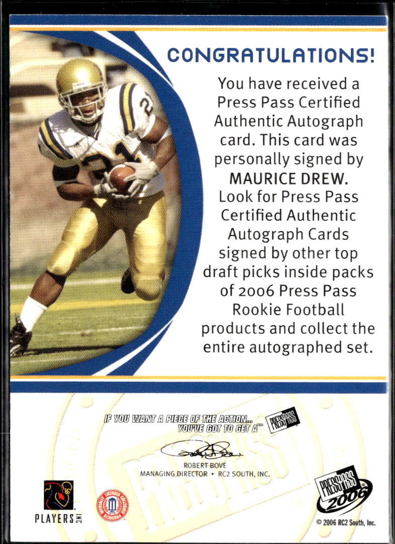 Maurice Jones-Drew 2006 Press Pass Auto Autograph RC UCLA Jaguars