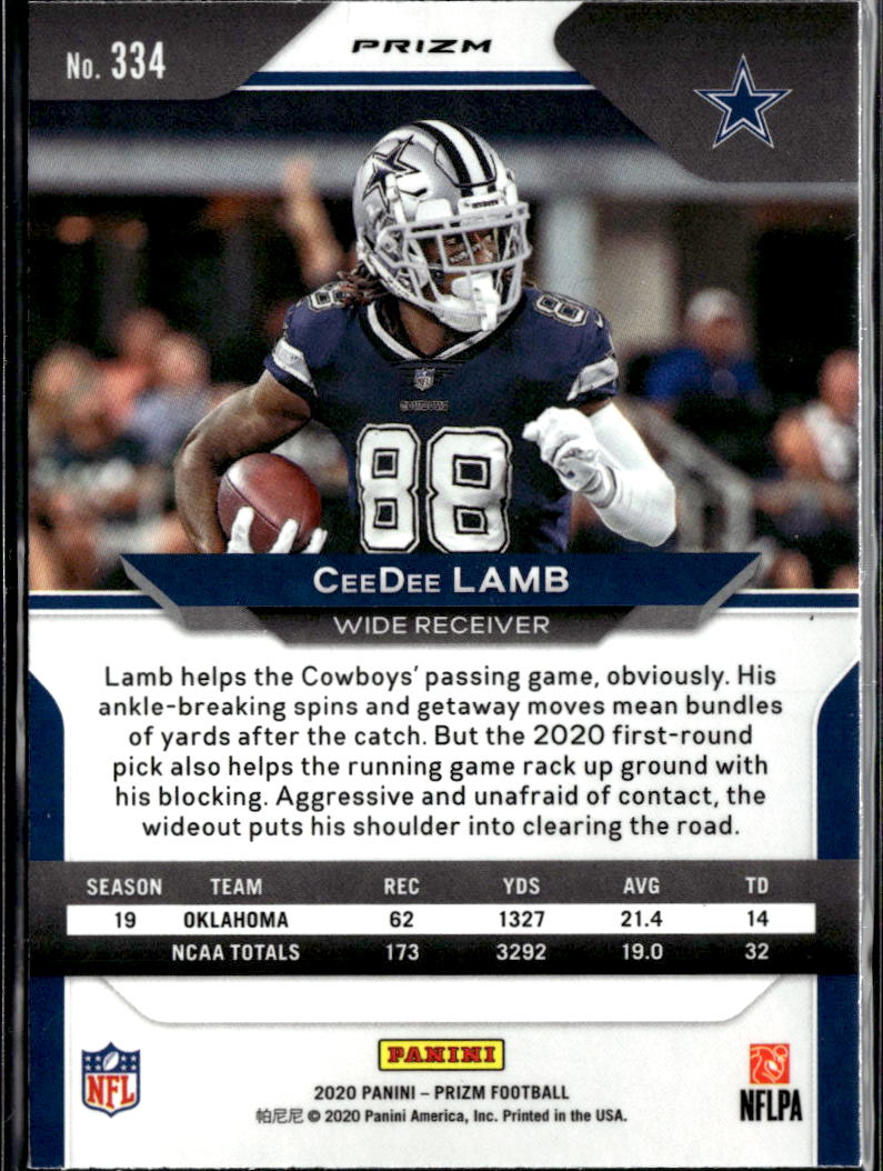 CeeDee Lamb 2020 Prizm RC Red White Blue Prizm Rookie Dallas Cowboys