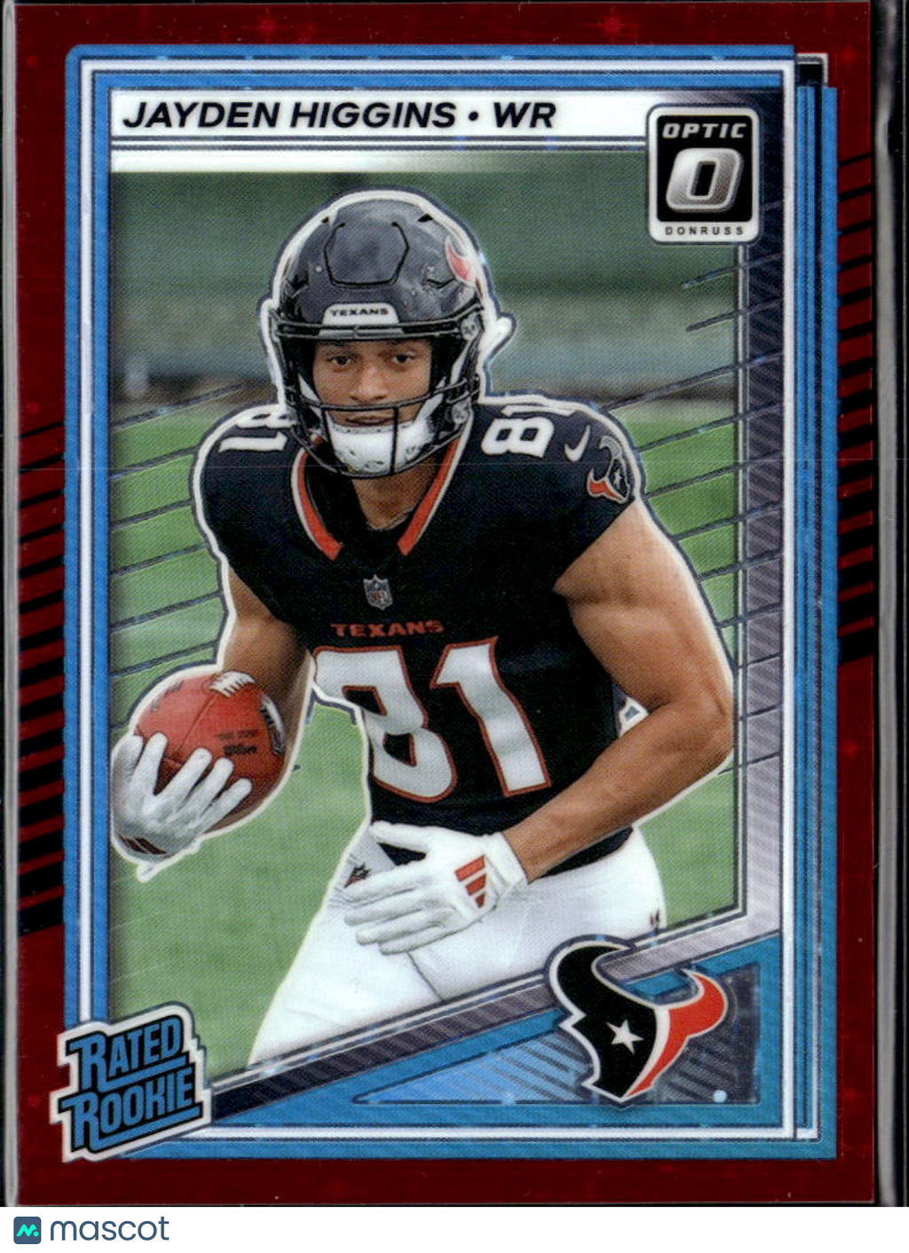 Jayden Higgins 2025 Optic Prizm Rated Rookie RC Red Stars SSP Houston Texans