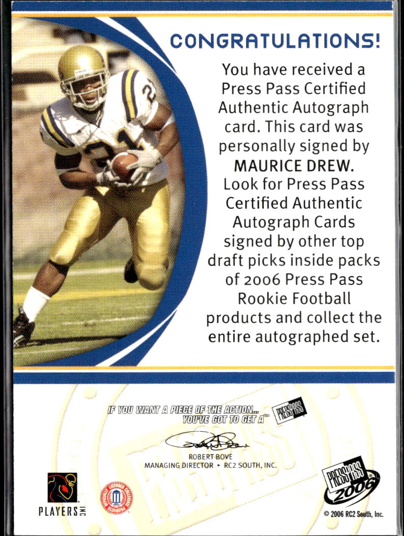 Maurice Jones-Drew 2006 Press Pass Auto Autograph RC UCLA Jaguars