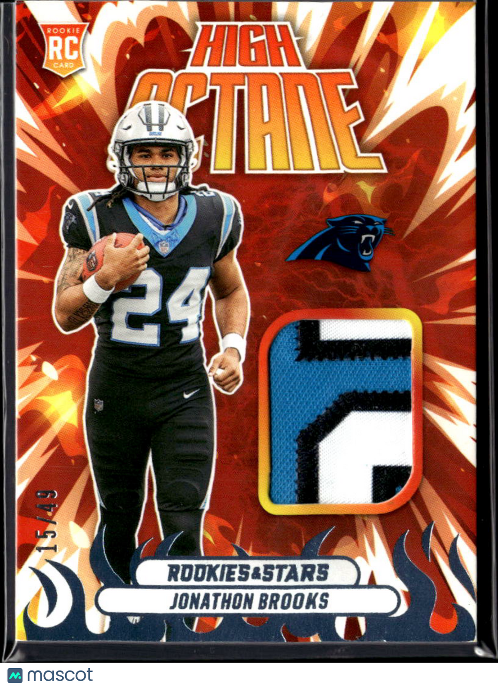 Jonathon Brooks 2024 Rookies & Stars Jersey Patch RC 15/49 Carolina Panthers