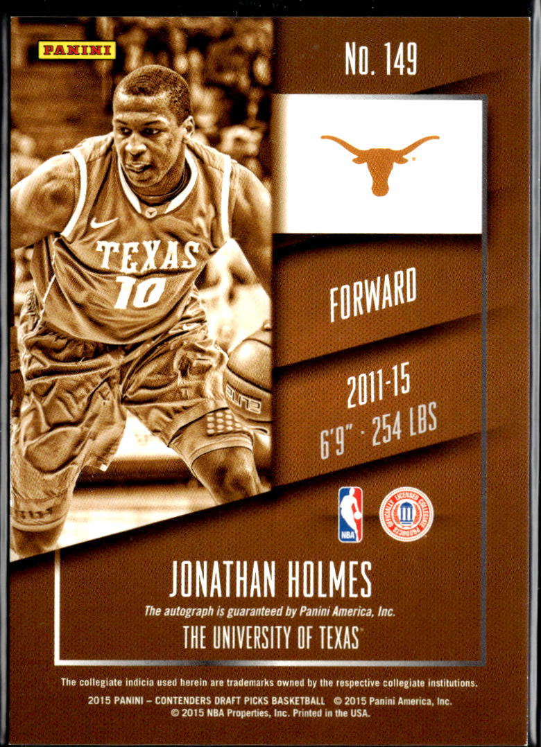 Jonathan Holmes 2015 Contenders Championship Auto Autograph 1/1 Texas Longhorns