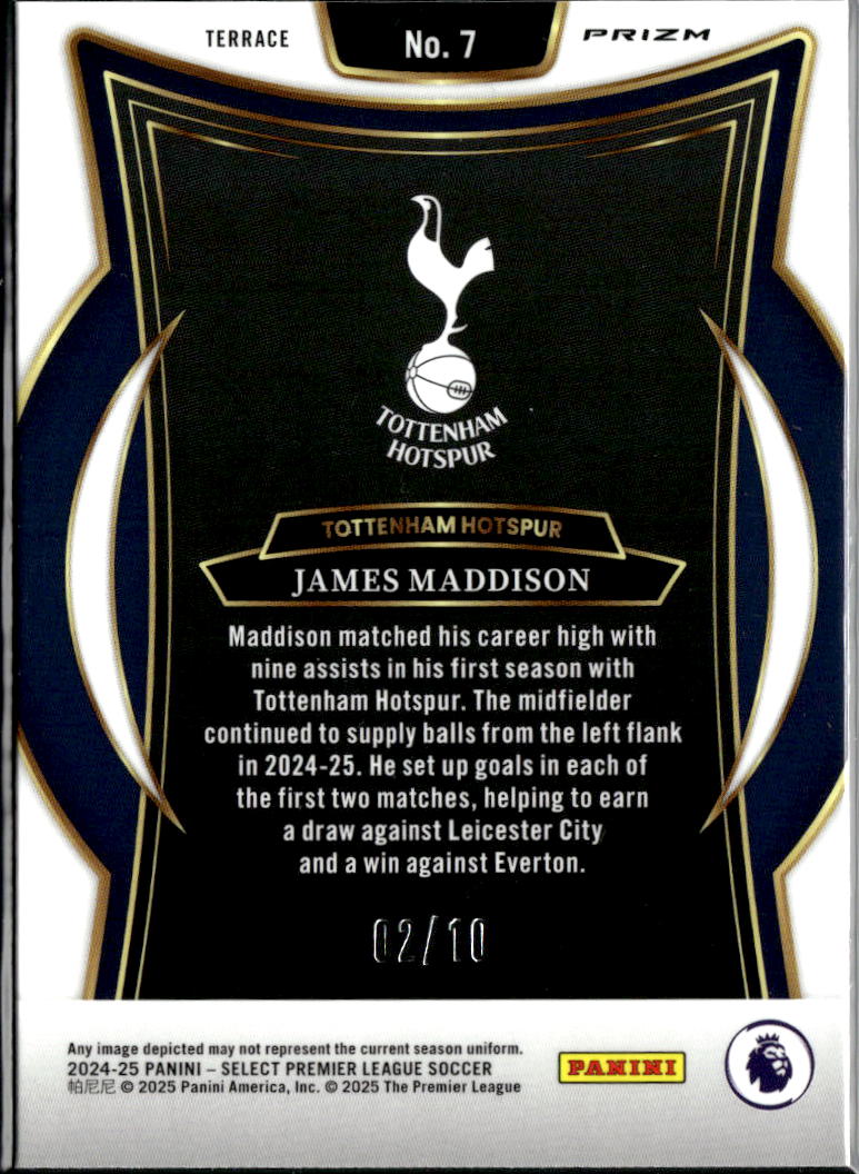James Maddison 2025 Panini Select Prizm Terrace Gold Mojo /10 Tottenham Hotspur
