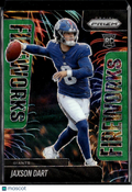 Jaxson Dart 2025 Panini Prizm Fireworks Green Wave RC New York Giants