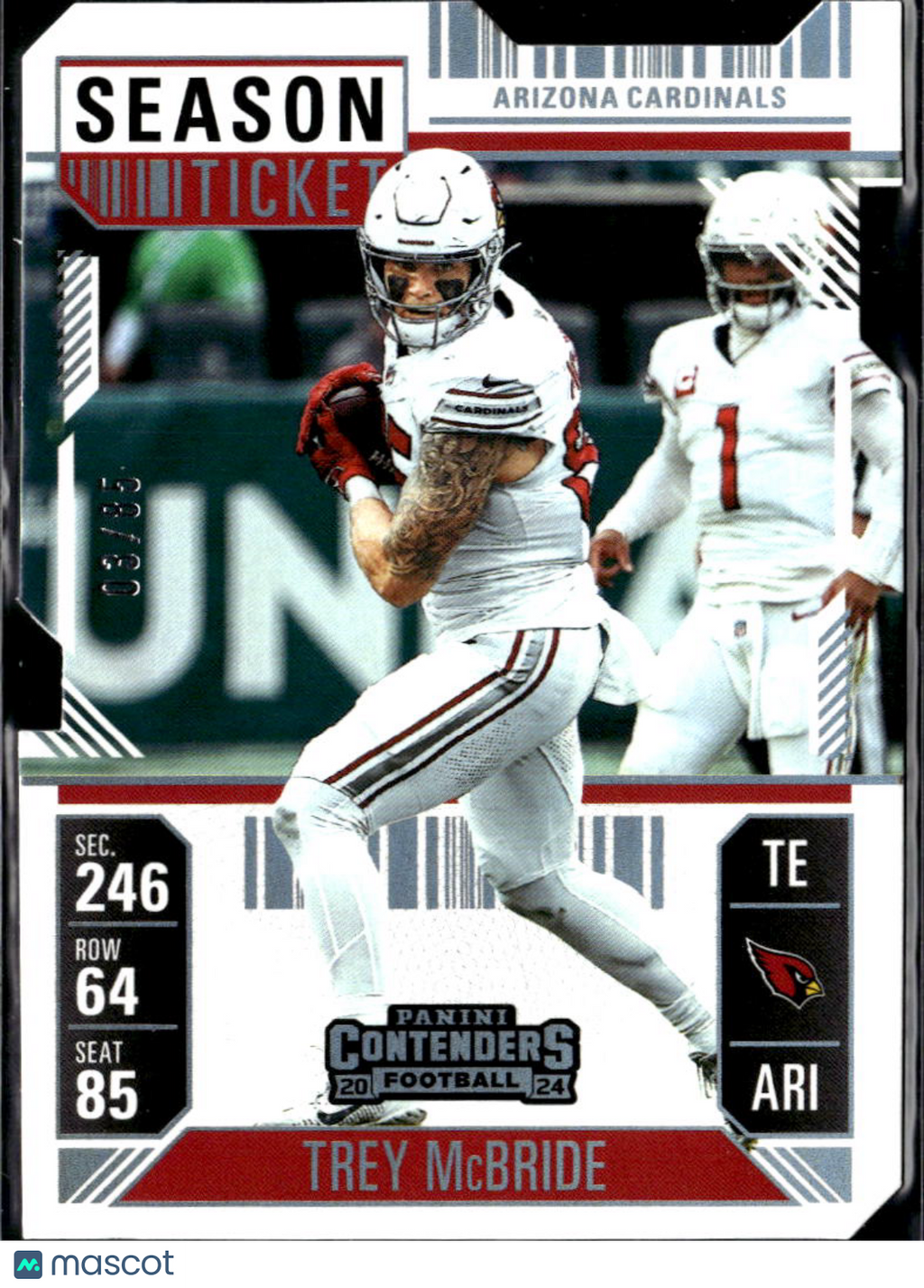 Trey McBride 2025 Contenders Ticket Stub 3/85 Arizona Cardinals