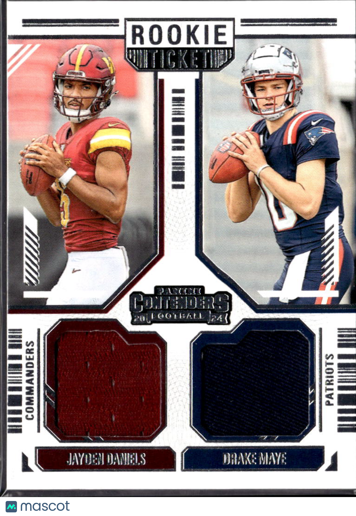 Jayden Daniels / Drake Maye 2024 Contenders Dual Patch RC Commanders Patriots
