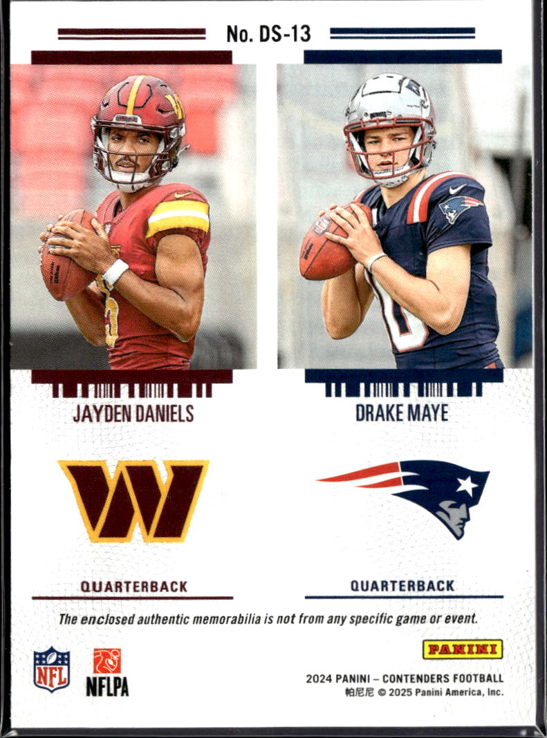 Jayden Daniels / Drake Maye 2024 Contenders Dual Patch RC Commanders Patriots