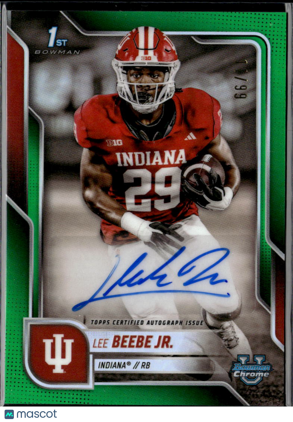 Lee Beebe Jr. 2025 Bowman Chrome 1st Auto Autograph RC 11/99 Indiana Hoosiers