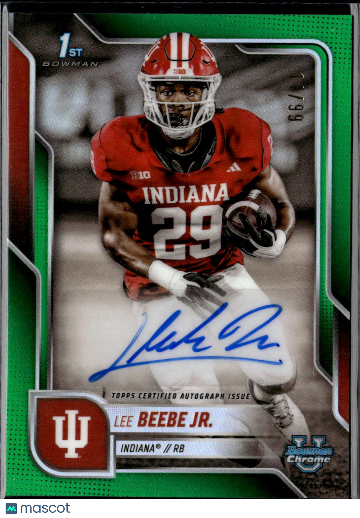 Lee Beebe Jr. 2025 Bowman Chrome 1st Auto Autograph RC 11/99 Indiana Hoosiers