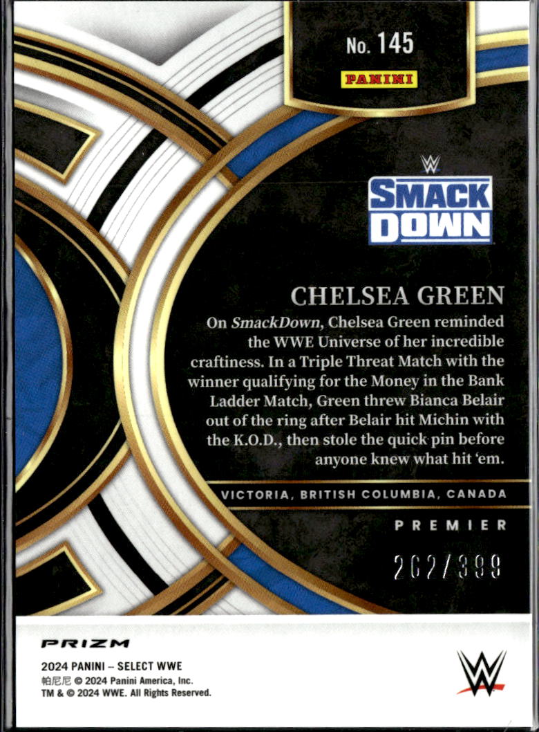 Chelsea Green 2024 Select WWE Black White Blue Prizm 262/299 SmackDown