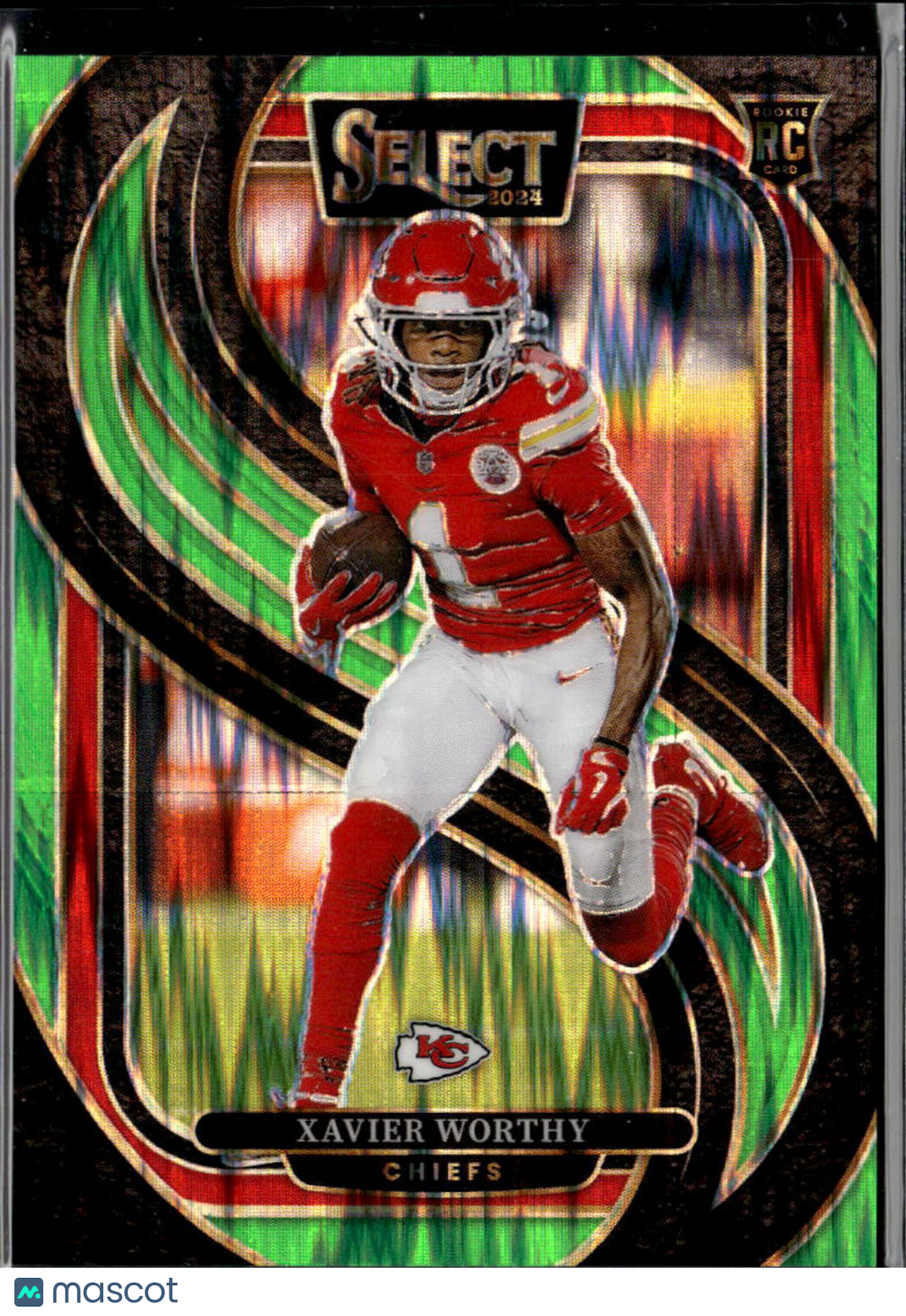 Xavier Worthy 2025 Select Green Shock Prizm Rookie RC 478/499 Kansas City Chiefs
