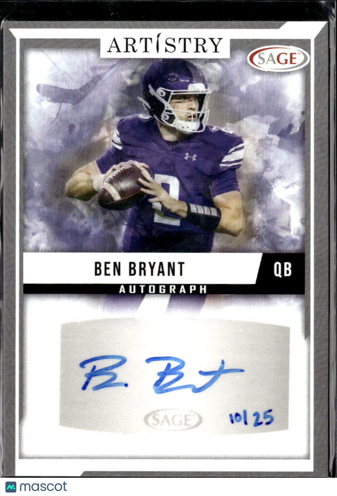 Ben Bryant 2024 SAGE Artistry Autograph Auto RC 10/25 Northwestern Wildcats